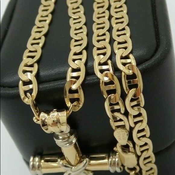 BEAUTIFUL 14K GOLD GUCCI LINK CHAIN CROSS PENDANT - Picture 5 of 9